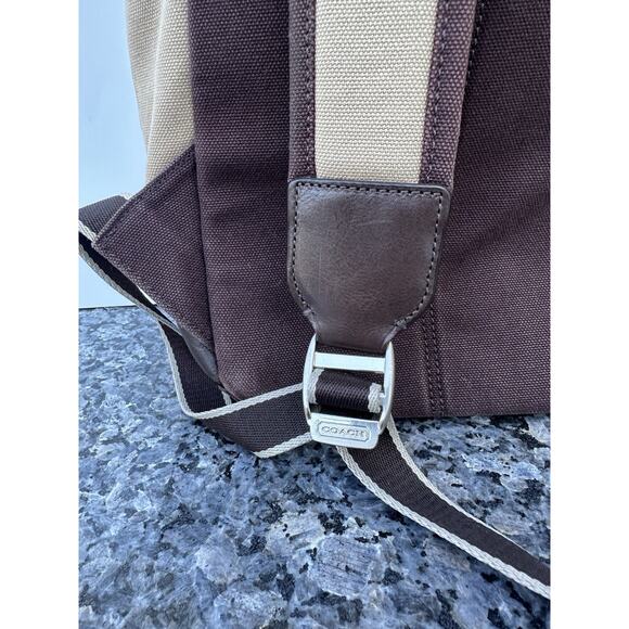 Coach Beige Heritage Web Backpack MISSING ZIP HANDLES - Picture 8 of 12